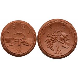 Sachsen, 20 und 50 Pfennig 1921 - Porzellan (Meissen)