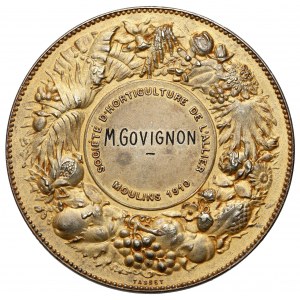 Frankreich, GOVIGNON, Medaille der Gartenbau-Gesellschaft, Moulins - Silber vergoldet 1910