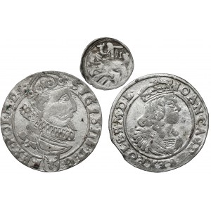 Alexander, Sigismund III. und Johannes II. Kasimir, Denar und Sechspence (3 St.)