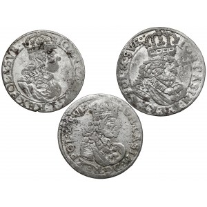 John II Casimir, Sixpences 1660-1662, set (3pcs)