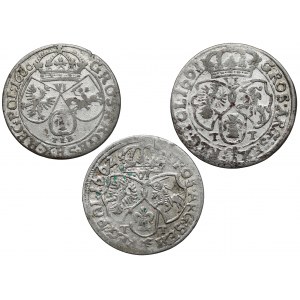 John II Casimir, Sixpences 1660-1662, set (3pcs)