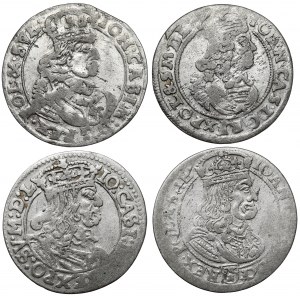 John II Casimir, Sixpences 1661-1667, set (4pcs)