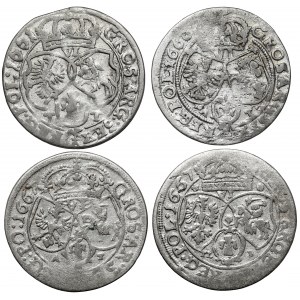 John II Casimir, Sixpences 1661-1667, set (4pcs)