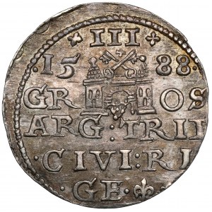 Zygmunt III Waza, Trojak Ryga 1588 - mała głowa - b.ładny