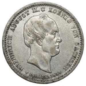 Sachsen, Friedrich August II, 1/6 Taler 1854 - Der Tod des Königs