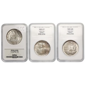 100 PLN 1966 Mieszko i Dąbrówka KOMPLETT aus Silber (3 Stück)