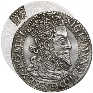 Sigismund III. Vasa, Sixpence von Malbork 1599 - großer Kopf - selten