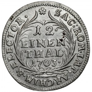 August II Silný, 1/12 toliarov 1703 EPH, Lipsko - veľmi pekný