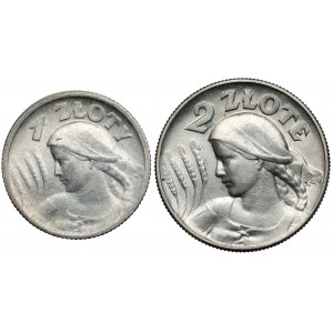 Žena a uši 1 a 2 zlaté 1924-1925 (2ks)