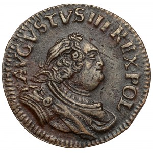 August III Sas, haléř 1755 - anomální typ - číslo 3 - velmi vzácný