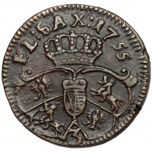 August III Sas, 1755 penny - anomalous type - number 3 - very rare