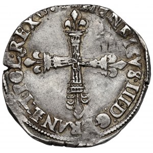 Jindřich z Valois, 1/4 ecu (quart d'écu) 1584? F, Angers