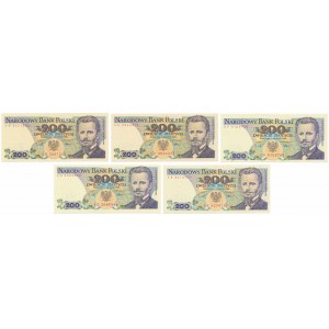 200 złotych 1988 - rożne serie (5szt)