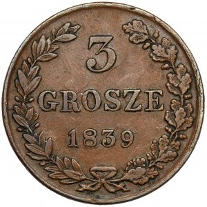 3 pennies 1839 MW, Warsaw