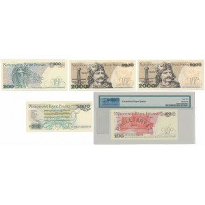 Satz kommunistischer Polen-Banknoten PLN 100 - 5.000 1982-88 (5 Stück)