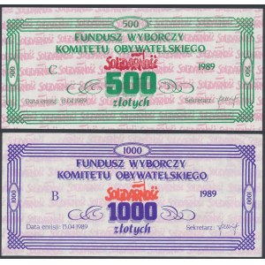 Solidarność, Fundusz Wyborczy 500 i 1.000 1989 (2szt)