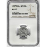 20 grošů 1957 - široké datum - nejvzácnější mince 20 grošů