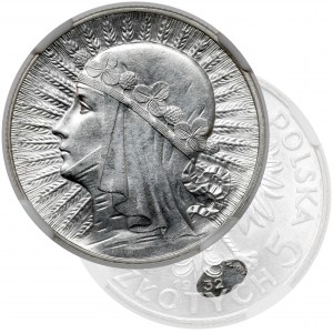 Głowa Kobiety 5 złotych 1932 ze znakiem, Warszawa - rzadkie