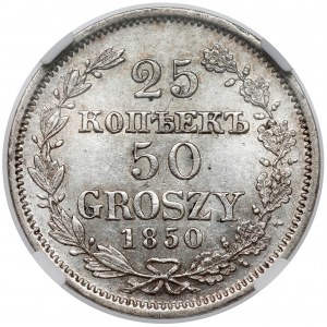 25 kopecks = 50 groszy 1850 MW, Warsaw - MENNICA