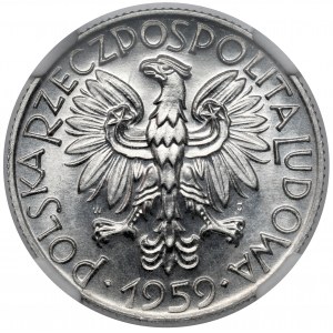 5 złotych 1959 Rybak - podwójne SŁONECZKO