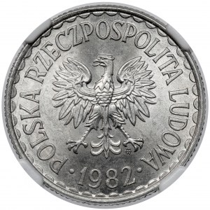 1 złoty 1982 - cienka data - bez zadziora