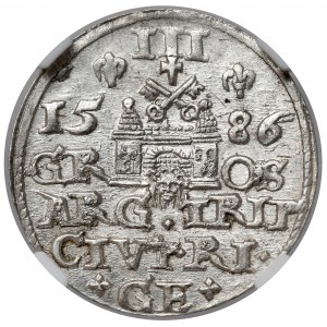 Stefan Batory, Trojak Riga 1586 - kleiner Kopf