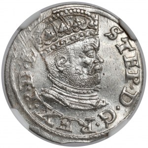 Stefan Batory, Trojak Riga 1586 - small head - minted