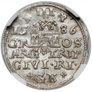 Stefan Batory, Trojak Riga 1586 - kleiner Kopf - gemünzt