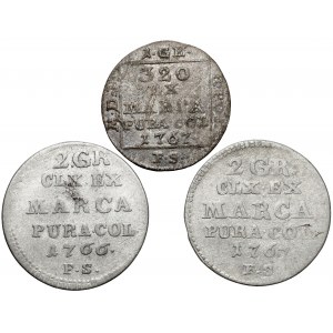 Poniatowski, strieborný groš 1767 a polzlatý 1766-1767, sada (2ks)