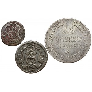 Augustus III Sas, od haléře do 1/12 tolaru 1738-1763, sada (3 ks)