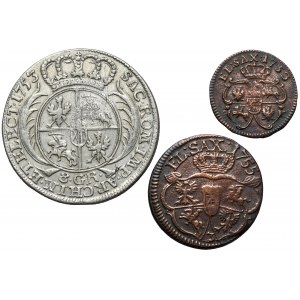 August III Sas, Od šekelu k dvojpencovej minci 1753-1755, sada (3 ks)