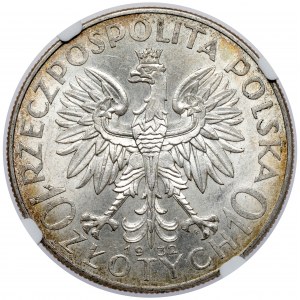 Hlava ženy 10 zlatých 1932 zn, Varšava