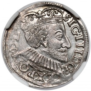 Zygmunt III Waza, Trojak Poznań 1591 - szeroka twarz - menniczy
