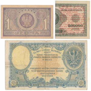 Zestaw marek i złotówki 1919-24 (3szt)
