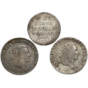 Poniatowski, polozlatý 1767 a zlatý 1766-1767, sada (3ks)
