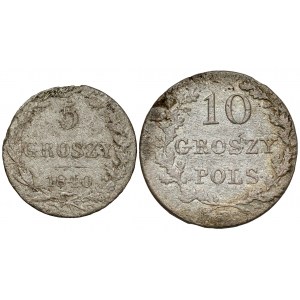 Rozdeľovanie a novembrové povstanie, 5 grošov 1840 a 10 grošov 1831, sada (2ks)