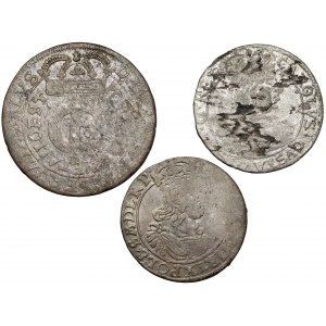 Ján II Kazimír a Karol X Gustáv, šesťpence a tymfy 1658-1663, sada (3 ks)