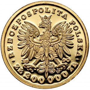 ZŁOTY Tryptyk 200.000 złotych 1990 Kościuszko - nakład 13 sztuk (!)