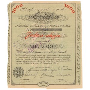 Továrna na hřebíky a dráty ĆWIEK, 1 000 mkp 1921