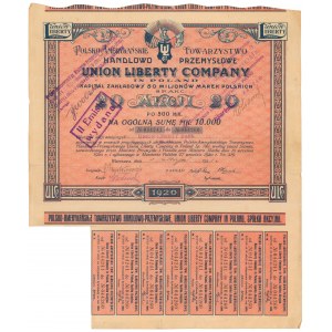 Polish-American Trade and Industry Union LIBERTY COMPANY in Poland, 20x 500 mkp 1920