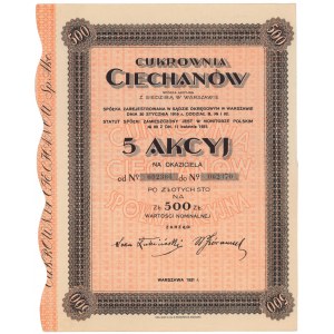 CIECHANÓW Cukrovar, 5x 100 PLN 1931