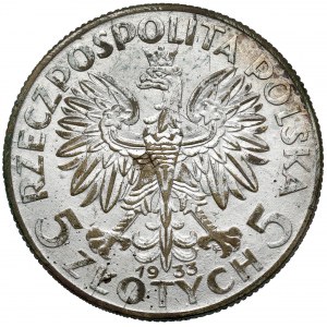 Głowa Kobiety 5 złotych 1933 - fałszerstwo z epoki