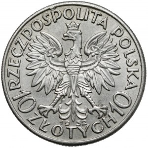 Głowa Kobiety 10 złotych 1932 bz - fałszerstwo - piękne