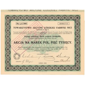 Tow. Akc. Łódzkiej Fabryki Nici, 5.000 mkp 1922