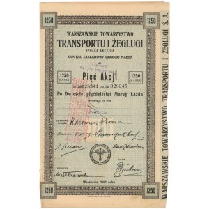 Warsaw Transport and Shipping Society, Em.1, 5x 250 mkp 1921