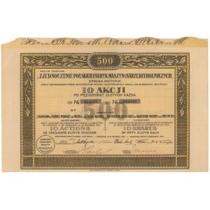 Union of Polish Factories of Agricultural Machines and Tools, 10x 50 zloty 1921