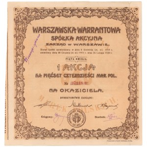 Warsaw Warrant Sp. Akc., Em.5, 540 mkp 1922