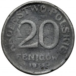 Poľské kráľovstvo, 20 fenig 1917 ZINK - dobový falzifikát