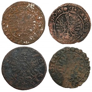 Žigmund III Vaza, krakovské groše 1607-1608 - dobové falzifikáty (4ks)