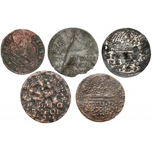 Sigismund III Vasa, Kraków 1608-1612 pennies - period forgeries (5pc)